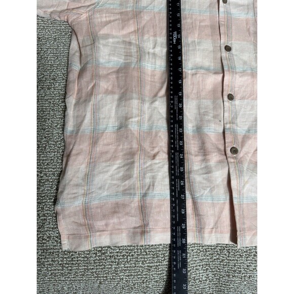 Tommy Bahama 100% Linen Button Down Men’s XL Pink Plaid Short Sleeve Beach Shirt - Picture 7 of 7